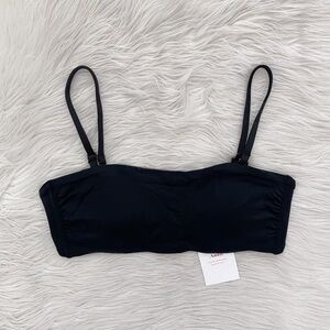 Andie Bora Bora Black Bandeau Minimalist Straight Neck Bikini Top Swimsuit